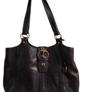 Etienne Aigner Shoulder Bag Purple Soft Pebble Leather Snap Close Logo Medallion